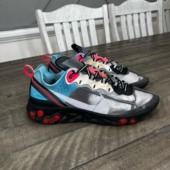 Nike React Element 87 Red Solar Chill Blue Sz 10.5 - Picture 2 of 5